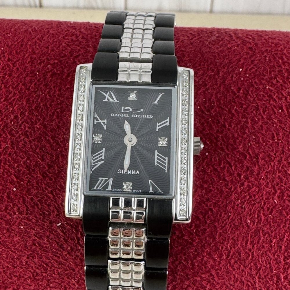 Stunning  Watch by Daniel Steiger Diamond Bezel Black and all Stainless Steel